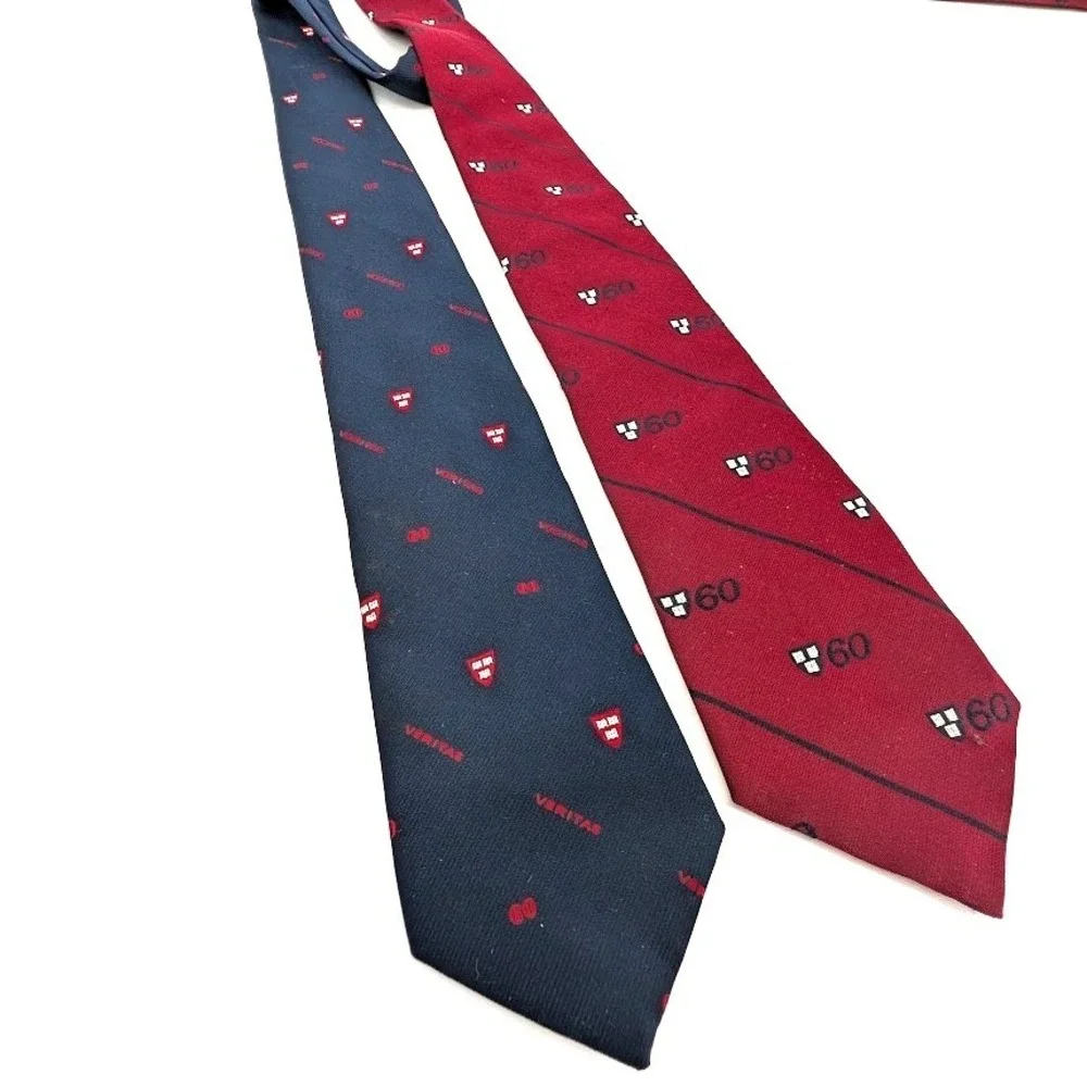 Vintage Harvard University Tie Set Veritas Class of 60 Crest Navy Burgundy